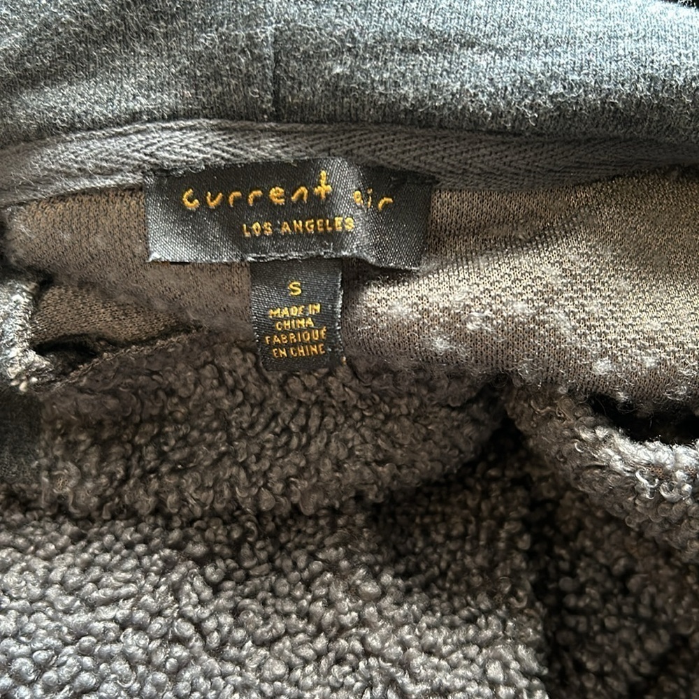 Anthropologie Current Air Sherpa Hoodie Gray Faux Shearling Sweater Size S - Picture 9 of 13